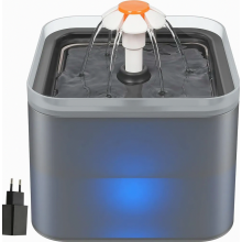Drinkfontein voor katten en honden (2 liter), stille waterdispenser voor huisdieren binnenshuis met vervangbaar filter, grijs