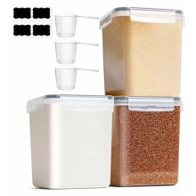 Airtight Flour Storage Containers with Lids, 2.5L 3 Piece Food Keeper Set for Rice, Cereal and Baking