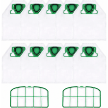 Set van 10 microfleece stofzuigerzakken met 2 motorbeschermingsfilters, vervangende zakkenset