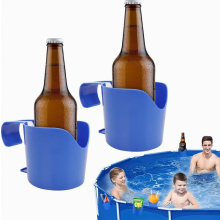 Set van 2 plastic bekerhouders voor bij het zwembad, antislip, geschikt voor ronde rails tot 6 cm.