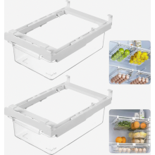 Organisateur de tiroir de réfrigérateur en 2 pièces, étagères de rangement coulissantes pour œufs, fruits, légumes et fruits de mer
