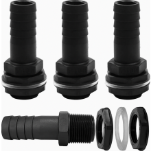 Set van 4 tankaansluitingen met 1 inch buitendraad en slangkoppeling voor regentonnen, regentonnen en reservoirs.