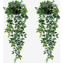 Set van 2 kunstmatige hangplanten met potten, realistische neppe groene planten voor kantoor, tuin, feestjes en wanddecoratie.
