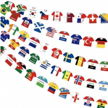 Guirlande de fanions de maillots de football, 48 pays, lot de 2 drapeaux en papier pré-assemblés pour la décoration de fête de la Coupe du M