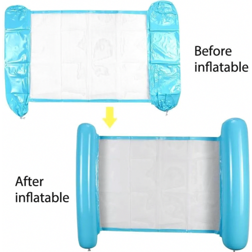 2 Pack Inflatable Foldable Water Hammocks with Mesh Seat and Headrest, Premium Nylon for Pool 1