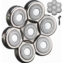 Cabeça de reposição de 7 lâminas para barbeador elétrico, cabeça de corte universal para barbear masculino a seco e molhado, 7D Prata