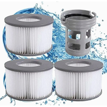 Vervangende filterpatronen voor jacuzzi's met houder, waterfilters voor opblaasbare spa's en zwembaden, 3 stuks