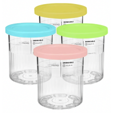 Pots à glace avec couvercles, 680 ml, de rechange pour NC500 et NC501 Deluxe, sans BPA, compatibles lave-vaisselle, lot de 4