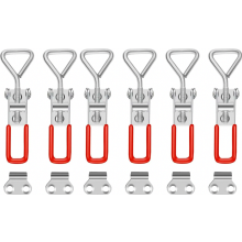 Toggle Latch Set, 6 Pcs, 100 kg Load Capacity, Corner Mounting Box Latches for Cabinets and Drawers, Silver Red