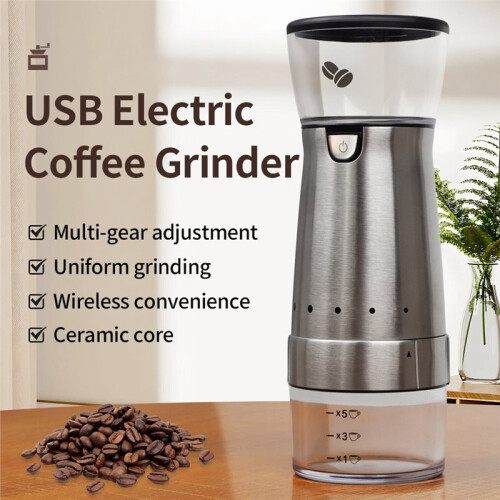 Stainless Portable Electric Coffee Grinder Ceramic Grinding Coffee Beans Grinder USB Rechargeable Kitchen Smash Machine 2