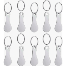10 Pack Stainless Steel Shopping Trolley Tokens, Silver Keyring Cart Unlockers for Supermarket Use