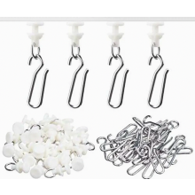 60 Pcs Curtain Track Gliders and Hooks Set, White Curtain Rollers for Rail, Shower Curtains, Delicate Style