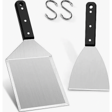 Stainless Steel Grill Spatula Set, 2 Piece Plancha Turner for Smash Burgers, Gas Grill and Teppanyaki