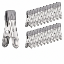 Lot de 30 pinces à linge en acier inoxydable, clips métalliques antidérapants pour chaussettes, chaussures, serviettes et emballage alimenta