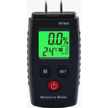 Vochtmeter met 2 pinnen en hoorbaar alarm, houtvochtdetector voor brandhout, muren en bouwmaterialen.