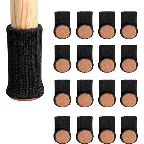 Pacote com 24 protetores de pés de cadeira de malha, antiderrapantes, para pés redondos de 2,5 a 5 cm (1 a 2 polegadas), pretos.