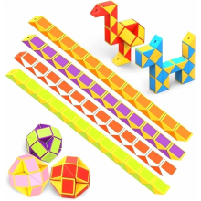 6 Pack Magic Snake Puzzle Blocks, Random Colours, Durable Fidget Toys for Party Bags, Kids and Adults