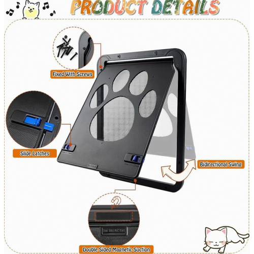 Magnetic Locking Cat and Dog Flap for Internal External Doors Windows and Fly Screens, Small Medium Pets 2