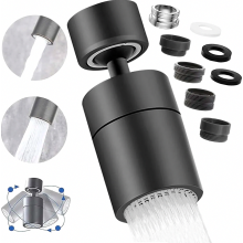 360 Degree Swivel Tap Aerator, Dual Function Tap Extender with 2 Spray Modes, Water Saving Nozzle, Black