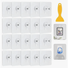 80 Pack Self Adhesive Picture Hooks, Transparent Wall Hangers for Frames, Posters, Photos and Canvas Art