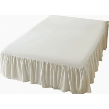 Elegante bedrok van 180 x 200 cm met ruches, 43 cm hoog, omwikkelbare volant voor lattenbodems.