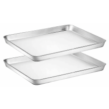 2er-Pack Edelstahl-Backbleche, rechteckige Ofenformen zum Backen, Braten und Servieren, 40,5 x 30,4 cm