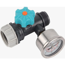 G3/4 Inch Adjustable Water Pressure Regulator Valve with Gauge for Greenhouse Garden Irrigation