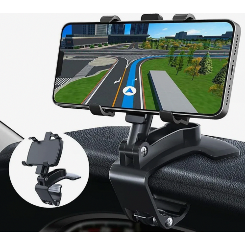 Suporte giratório de 360 graus para celular no painel do carro, compatível com smartphones de 3 a 7 polegadas e GPS.