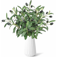 12 Pack Artificial Olive Branches 30 cm, Faux Green Olive Tree Stems for Home Office Wedding Decor