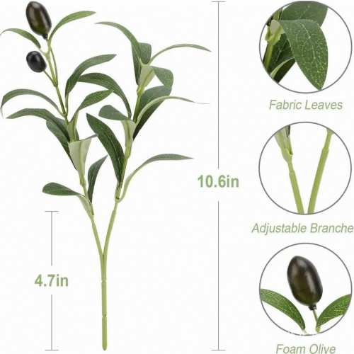12 Pack Artificial Olive Branches 30 cm, Faux Green Olive Tree Stems for Home Office Wedding Decor 1