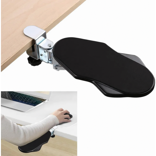 Ergonomic Armrest Wrist Support, 180 Degree Rotating Adjustable Desk Extender, Compatible with Most Desks, Black