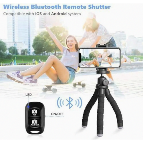 Handy Mini Tripod Stand for Smartphone and Camera with Wireless Remote, Portable Tabletop Holder 1