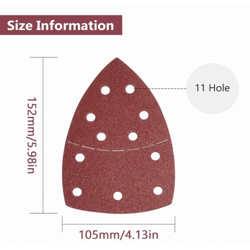 60 Pcs 11-Hole Triangular Sandpaper Sheets, 40-240 Grit Hook and Loop Sanding Pads for Detail Sanders 1