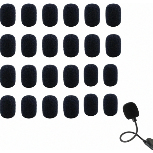 24 Pack Foam Microphone Windscreen Covers for Lavalier and Headset Mics, Teaching, Stage and Meetings