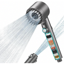 Douchekop met filter, hogedruk handdouche met 15-laags filter, 3 straalstanden voor hard water