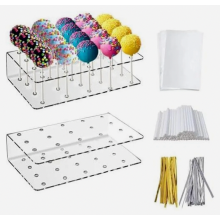 2 Pack Cake Pop Stand Set with 200 Sticks, 200 Lollipop Bags and Twist Ties for Party Dessert Tables