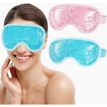 Paquete de 2 mascarillas de gel refrescantes reutilizables para terapia de frío y calor, ojos hinchados, cansados y secos, azules y rosas.