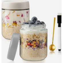 500-ml-Gläser mit Schraubverschluss für Overnight Oats, Glasbehälter zur Vorbereitung von Mahlzeiten wie Marmelade, Babynahrung, Einlegen un