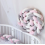 Braided Cot Bumper 200 cm, Baby Bed Guard Rail, Head Protector and Draught Stopper, Pink White Grey 1
