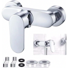 Silver Shower Mixer Tap, Wall Mounted Bathroom Shower Valve with G1/2 Outlet, Compatible with Standard Hoses
