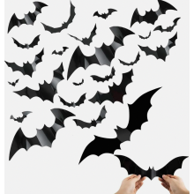 56 décorations de chauves-souris pour Halloween avec adhésif, décoration gothique pour murs, fenêtres et jardins, idéale pour une fête en ex