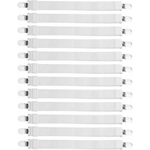 12 Adjustable Elastic Bed Sheet Straps, Heavy Duty Fitted Sheet Holders for Secure Mattress Fit