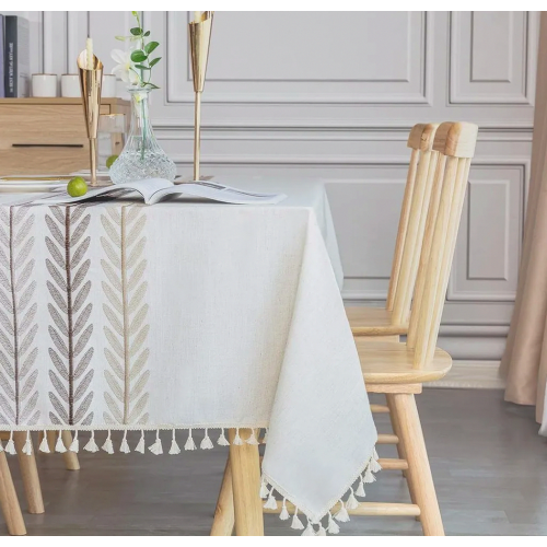 Rectangular Wipeable Cotton Linen Tablecloth 140 x 220 cm, Washable Dining Table Cover for Kitchen 2