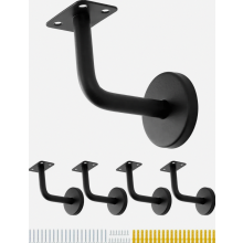 5er-Pack Edelstahl-Handlaufhalterungen, schwarze, flache Wandhalterungen, 60 x 80 mm