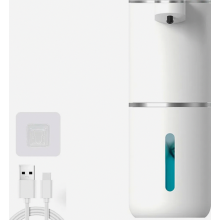 Automatic Wall Mounted Foam Soap Dispenser, USB Rechargeable Touchless Sensor for Kitchen and Bathroom, White
