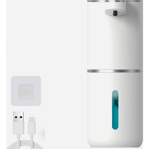 Automatic Wall Mounted Foam Soap Dispenser, USB Rechargeable Touchless Sensor for Kitchen and Bathroom, White