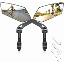 2 Pack Left Bike Mirrors with Extra Large HD Glass Lens, Impact Resistant Scratchproof for E-Bike Handlebars