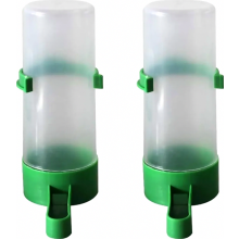 Set van 2 automatische waterdispensers en voerbakken voor vogels, inclusief drinkflessen voor in de kooi, ideaal voor vogelliefhebbers.