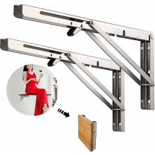 Set van 2 zware, opklapbare plankdragers van 500 mm, roestvrijstalen wandmontagebeugels, zilverkleurig