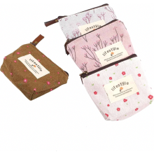 Set van 4 mini canvas portemonneetjes voor dames, kleine portemonneetjes met ritssluiting voor munten, pasjes en sleutels, met cartoonontwer
